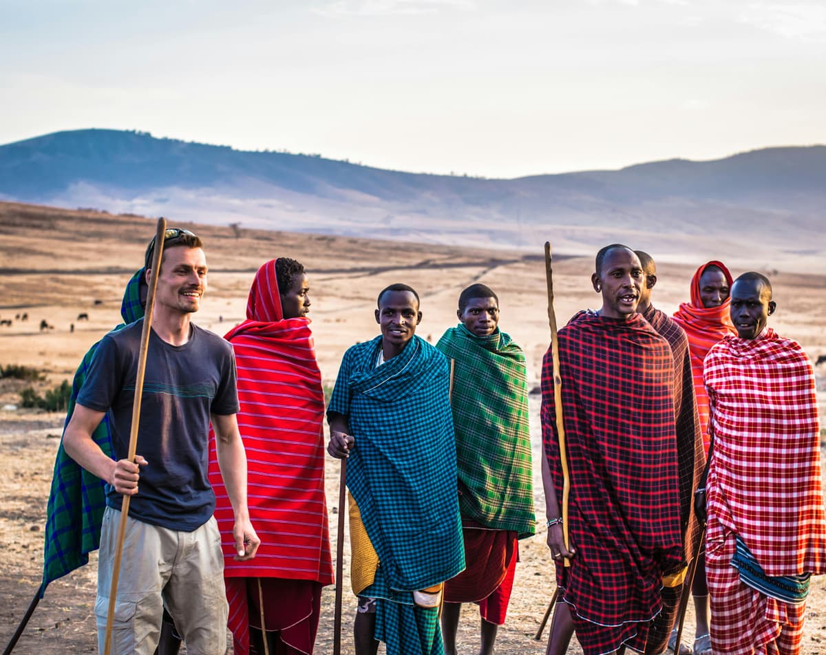 Maasai people in traditional attire
